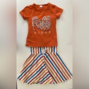 Girls Fall Vibes with striped bell bottom set size 10/12